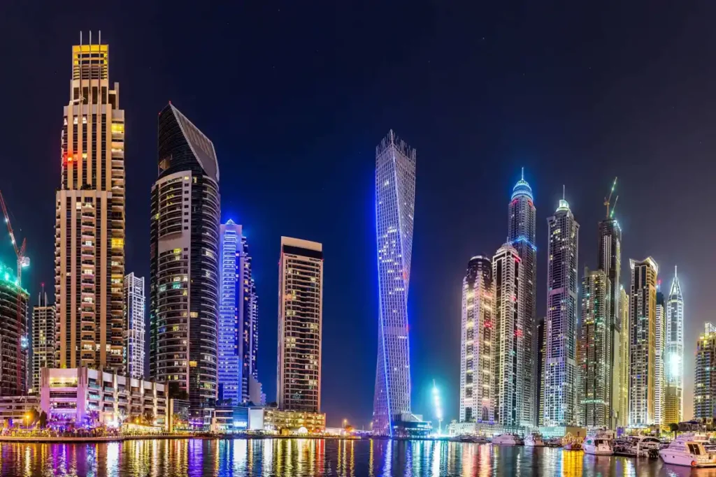 beautiful Dubai Skyline at Night