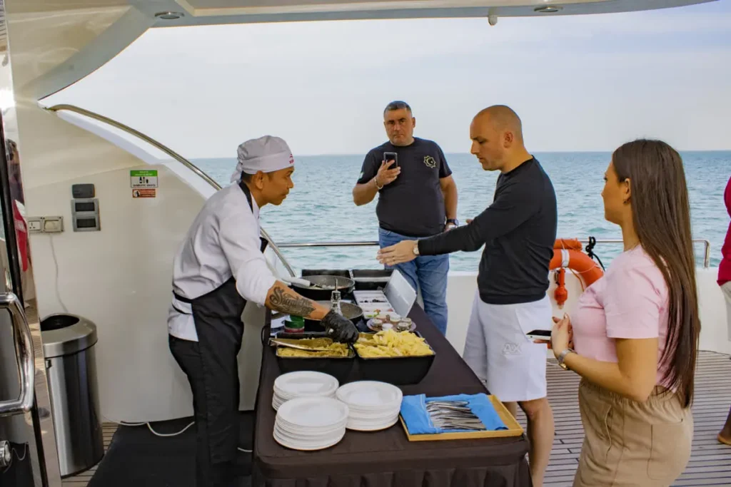Live Pasta Station on a luxury yacht
