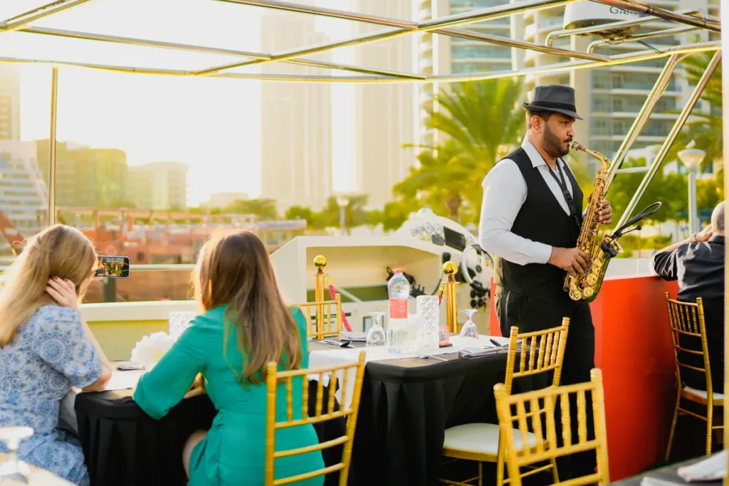 saxophonist on a dinner cruise