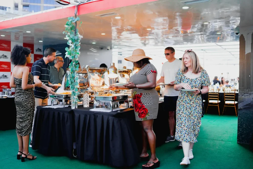 people enjoying meals with Epic dhow cruise